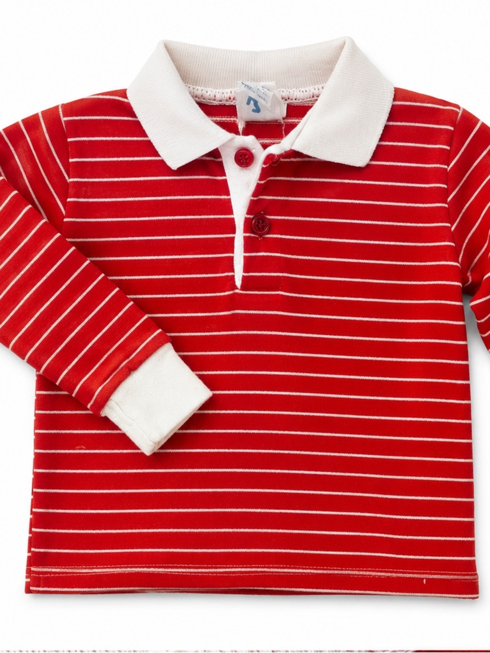 Buster Brown Red & White Striped Long-Sleeve Polo